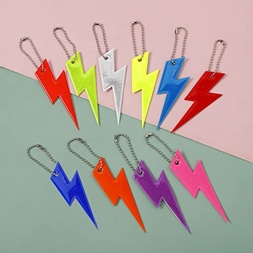 GoldRock Reflektoren Anhänger Kinder, 10 Stück Sicherheits Reflektor Anhänger, Blitz Schlüsselanhänger Kinder Erwachsene, Reflektoren Schulranzen, Reflektoren Kinderfahrrad für Rucksack Gehen Laufen