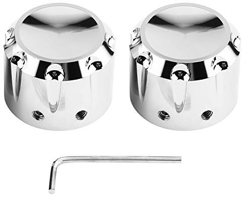 2 Stücke CNC Aluminium Motorrad Vorderachse Schädel Mutter Bolzen Abdeckkappe Harley Achsabdeckungen Motorrad Mutter Breakout Frontabdeckung 03 Electra Glide Softail Classic(Galvanisiertes Silber)