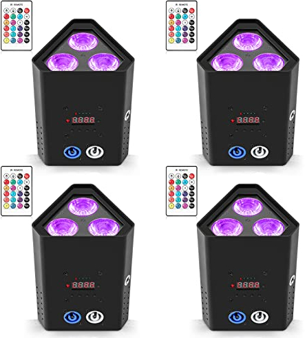 4 Stücke 20WX3 Akku LED Par Scheinwerfer Uplight DMX Wiederaufladbarer Batterie RGBWA+UV Effektstrahler Bühnenlicht Fernbedienung/APP Disco licht für DJ party Bar Hochzeit Geburtstag(De Lagerhaus)