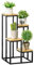 Outsunny Support pour plantes étagère à fleurs 4 étagères différentes hauteurs structure acier - 34 x 34 x 66 cm