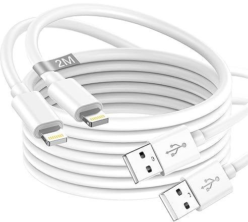Cavo iPhone Originale Certificato MFi, Cavo Lightning 2 Metri 2Pezzi, Cavi Ricarica iPhone Cavi Caricatore iPhone Cavetto i-Phone Filo Caricatore per iPhone 14 13 12 11 Pro Max XS X 8 7 6 SE iPad