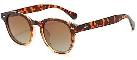 Long Keeper Retro Sonnenbrille Polarisiert Rund - Vintage Runde Sonnenbrille für Herren Damen Stil Retro Ovale Brille Johnny Depp Brille mit UV400 Schutz