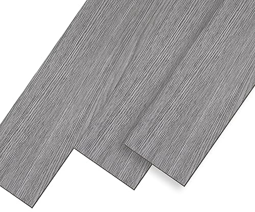 UISEBRT Pavimenti in PVC Autoadesivo Listoni in laminato vinilico, Effetto legno, 91,44 x 15,24 x 0,2 cm, 18 pezzi circa 2,5 m², Piastrelle Adesive PVC per Cucina Soggiorno Balcone, Grigio