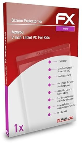 atFoliX Protection Écran Film de verre en plastique compatible avec Azeyou 7 Inch Tablet PC For Kids Verre film protecteur, 9H Hybrid-Glass FX Protection Écran en Verre trempé de plastique