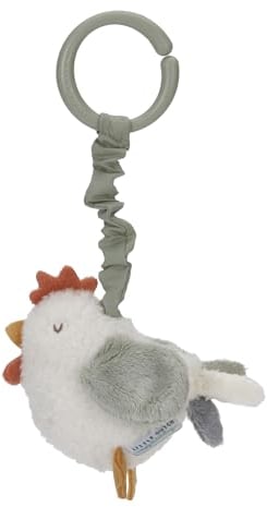 Little Dutch 8813 Stoff Aufziehtier Huhn Spielzeug für Babyschale/Kinderwagen - Little Farm weiß