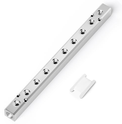 TAILONZ PNEUMATIC Silver 10 Wege Pneumatischer Shunt Aluminium Block Pneumatischer Verteiler Luftverteiler Luftweg Abluftquelle Verteiler,Druckluftverteiler Pneumatik Block,Gasverteiler