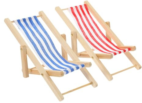 Toyvian 2St Puppenstubensessel Mini- Mini aus Holzspielzeug klappbarer Liegestuhl klappbare Liegestühle klappbare Strandliege Liegestuhl Spielzeug Puppenstuhl