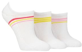 SockShop Ladies Half Cushioned Soft Breathable Bamboo No Show Trainer Socks Multipack of 3 Pairs with Arch Support Everyday Wear (UK, Numeric, 4, 8, Regular, Regular, Lime Refresher Stripe)