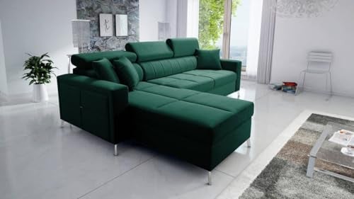 Best For Home | L-Form Ecksofa mit schlaffunktion und bettkasten | Eckschlafsofa mit bettkasten | Couch 3 sitzer mit schlaffunktion Perfekt schlafsofa l Form für Wohn- und Gästezimmer