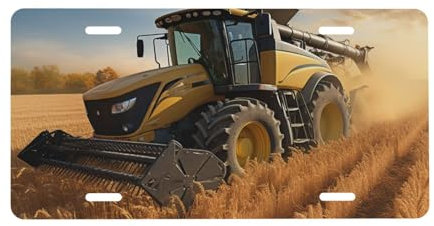 ZaKhs Nummernschild mit Traktor-Ernte-Druck, Aluminium, Universal-Autoanhänger für Auto-Dekoration, 15 x 30 cm
