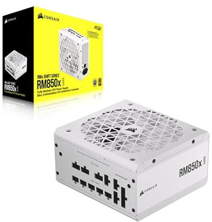 CORSAIR RM850x SHIFT - Fuente de alimentación ATX totalmente modular - 80 PLUS Gold - ATX 3.1 - PCIe 5.1 - Zero RPM - Interfaz lateral modular - Blanco