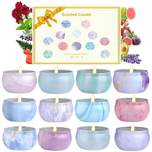 Soy Wax Aromatherapy Candles, Scented Gifts for Women - 12 Pack with Natural Soy Wax