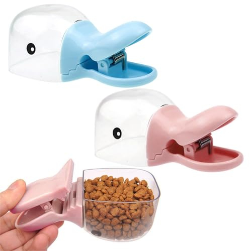 Pasdrucn 2 Pièces Pelle à Nourriture pour Animaux, Pelle pour Aliments Chiens Animaux de Compagnie Poignée avec Clip, Doseur Croquettes Chien, Tasses à Mesurer pour Chat