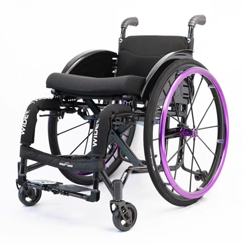 Sportrollstuhl,Rollstuhl Faltbar Leicht Aluminium Aktivrollstuhl, gepolsterter Sitz, Handbetriebene Standard-Rollstühle,Rollstühle mit Selbstantrieb,Sportliche Ästhetik(Seat width 42cm,Purple)