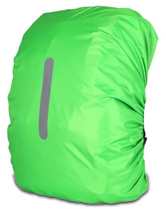 LAKJUOZ Regenschutz Für Rucksäcke Mit Reflexstreifen Wasserdichte Regenhülle Schulranzen Reflektor Rucksack Cover Reflektierender Rucksacküberzug Grasgrün