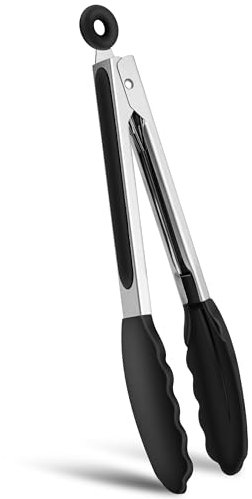 Pince Cuisine Professionnel 26 cm, Pince de Cuisine Résistant à la Chaleur, Pince Barbecue en Acier Inoxydable et Silicone Alimentaire, Idéale pour la cuisson, le barbecue