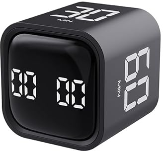 Temporizador Con Sensor de Gravedad y Vibración - Modos de Silencio, Personalizable 5/10/30/60 Minutos Para Trabajo, Estudio, Cocina (Negro)