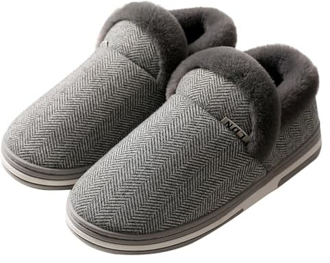 Zapatillas de estar por casa para mujer, cerradas, de felpa, botas de invierno, cálidas, planas, de casa, antideslizantes, de invierno, unisex, para el hogar, de fieltro, tallas 35-40, gris, 37 EU