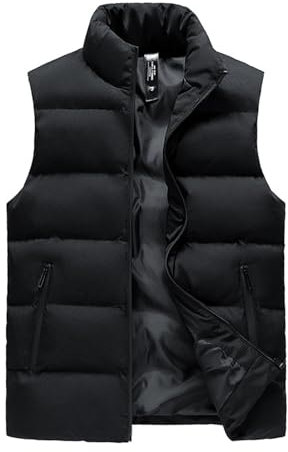 GIBZ Herren Weste, Casual Leicht Steppweste, Stehkragen Ärmellose Jacke, Warme Outdoor Winterweste mit Taschen