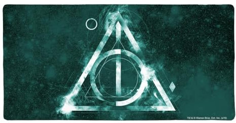 Harry Potter - Heiligtümer des Todes Logo, großes Gaming-Mauspad, Schreibtischunterlage mit genähten Kanten, rutschfeste Unterseite für Gamer, Zuhause und Büro, 31,5 x 15,7 cm