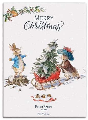 Fridge Magnet (65 x 90 mm) - Beatrix Potter - Peter Rabbit and Friends - Christmas Tree and Sleigh