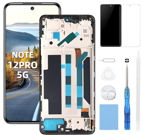 Beefix Pantalla para Xiaomi Redmi Note 12 Pro 4G LCD Pantalla 2209116AG 2209116AG Pantalla táctil Digitizer Assembly con herramientas Negro + Marco