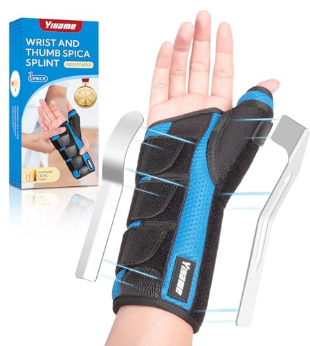 YiYame Wrist and Thumb Support, Thumb Spica Splint, De Quervain's Splint for Carpal Tunnel Arthritis, Tendonitis, Trigger Thumb, Right-M
