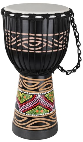 BGMUSER Djembe Drum for Adults,African Drum 10'' x 20'' Mahogany Goatskin Drumhead Hand Drums for Beginners (Black)