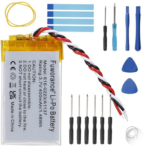 Fuworance 400mAh 3.7V 616-0223 Akku kompatibel mit iPod nano 1 Gen A1137 Kompatibel mit iPod Nano 2GB 4GB MA004LL/A, MA005LL/A, MA099LL/A, MA107LL/A Musikplayer Video Lithium Polymer Akku