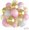 Rosa Weiß Gold Luftballons, 12 Zoll Pastell Rosa Weiß Metallic Gold Konfetti Latex Ballons, Geburtstag Party Luftballons Set für Mädchen Babyparty Geburtstagdeko Hochzeit Party Dekorationen
