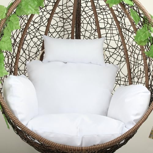 Cojín Para Columpio Para Silla De Huevo, Cojines Gruesos Para Colgar En Forma De Huevo, Cojín Suave Para Silla De Columpio, Cojines Para Colgar Cesta, Silla De Huevo Con (Color:blanco)