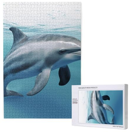 1000 Teile Holzpuzzle Erwachsene Familien Einzigartige 3D Tier Delfin Puzzle Kunstwerk für Spieleabende Home Decor Stressabbau Gehirntraining