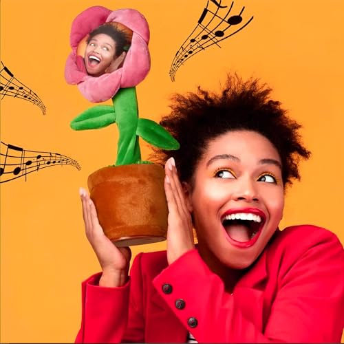 MYDYYO Dancing Flower with Custom Face, Personalized Dancing Talking Sunflower Toy, Repeats What You Say Sings Mimicks Records 50 Songs, Funny Gifts for Birthday& Festival
