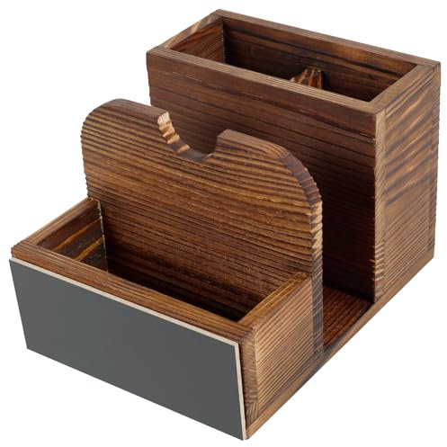 Wooden Tabletop Napkin Holder with Salt and Pepper Shakers Caddy Cutlery Holder Salt Pepper Rack Versatile Tabletop Condiment Caddy Countertop Organizer Box for Home Napkin Spice Tableware