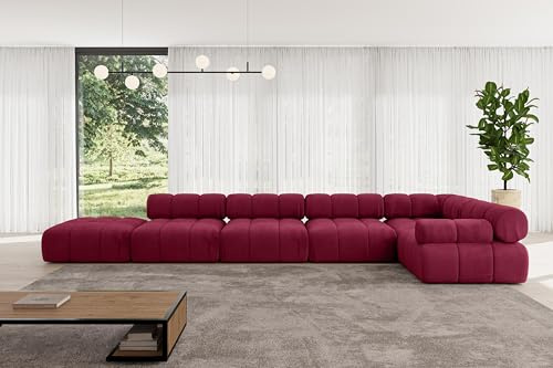 ALTDECOR Modulares Sofa Ecksofa in L-Form Corner modular Sofa Eckcouch Couch Wohnlandschaft Cauchsofa Polstersofa Felto-L3-475x190x70 cm Bordeauxrot