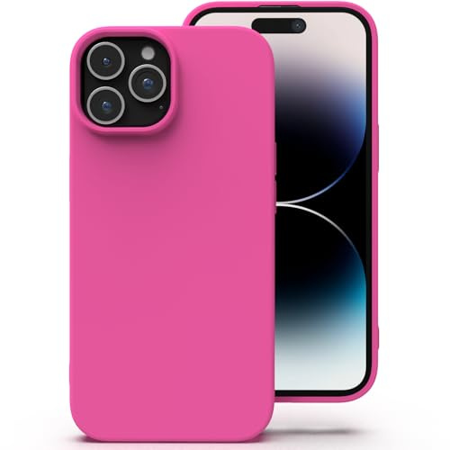 Zuvirelx Silikon Handyhülle für iPhone 14 Pro Hülle, Weiches Griff, Dünne, Minimalistisch, Stoßfest, rutschfest, Taschenpassend - Diva Rosa