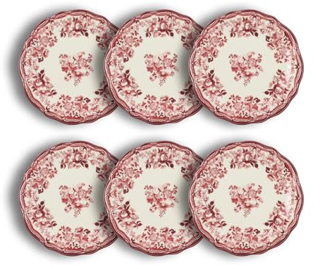 NOVASTYL - Lot de 6 assiettes à dessert faustine 20cm en porcelaine rose - 2614872