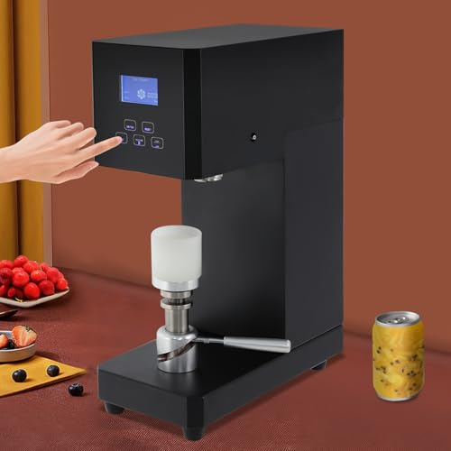 Commercial Semi-Automatic Soda Cans Sealer Machine,Electric Aluminum Cans Sealing Machine, Beverage Seal Machine W/LED Display,Milk Tea Drink Bottle Sealer(Black)