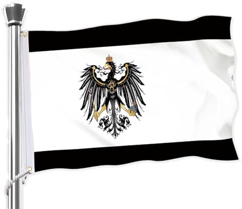 Prussia Preußische Flagge, große 3x5 FT Preußische Flagge, 36x60 Zoll große digitale doppelt gedruckte langlebige 75D dicke Polyester Dekorationen mit 2 Messing Grommet