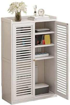 AYHARYLH Mobiletto Organizer Multifunzionale per WiFi Router e Modem da Pavimento, con Gestione Cavi, Ampio Immagazzinaggio e Design Moderno, per Soggiorno e Ufficio(White,59x25x97cm)