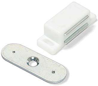 Emuca 1275315 Magnetschloss mit Platte für Möbeltür, Weiß, 20 Stück