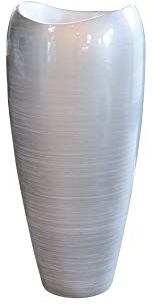 VIVANNO Pflanzkübel Pflanzgefäß Bodenvase exklusiv Deluxe Silber Weiß Hochglanz 100 x 45 cm