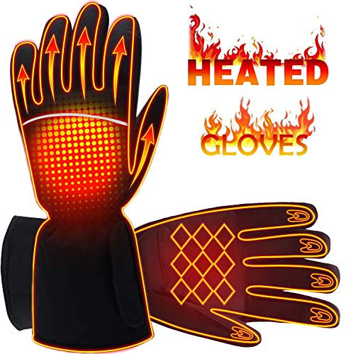 Rabbitroom Rechargeable Electric Battery Heated Gloves for Men and Women, 4.5 V Battery Powered Gloves, Waterproof Touchscreen Winter Thermal Arthritic Gloves for Outdoor Sports (Not Included Battery)