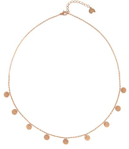 Happiness Boutique Damen Kette mit Mehreren Plättchen in Rosegold | Kette Runde Anhänger Geometrischer Schmuck