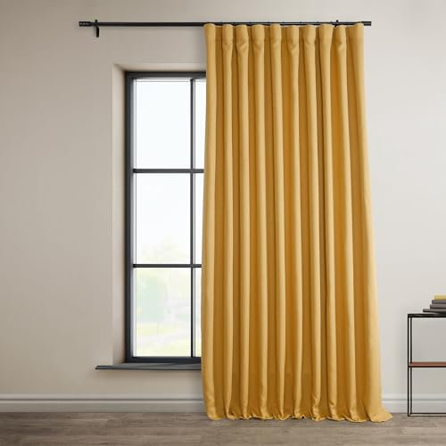 HPD Half Price Drapes Rideaux occultants Extra Larges en Faux Lin texturé pour Chambre à Coucher (1 Panneau), 254 x 304 cm (l x L), pour Salon, décoration d'intérieur, Pissenlit doré