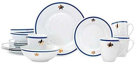 Star Trek: Die nächste Generation Porzellan 16 Stück Dinner Set beinhaltet Teller, Schüsseln und Schalen