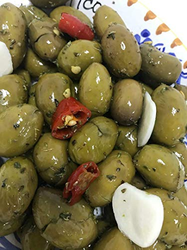 Olive verdi schiacciate 1 kg. siciliane Nocellara dell'Etna in Olio E.V.O.