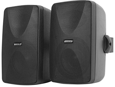 Rockville WET-7020B Pair 5.25 70V Commercial Wall Speakers, IP55 Waterproof, 4-Way Swivel Bracket, 40W RMS, for Restaurants and Patios