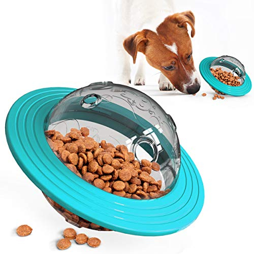 Ototon Distributeur de Nourriture Chien Jouet de Soucoupe Volante Snack Balle Outil Éducatif pour Chien Chiot Chat Alimentaire (Bleu)
