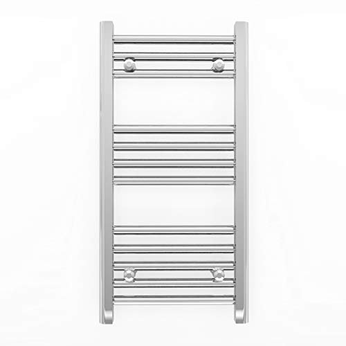 Myhomeware 300mm Wide Straight Chrome Bathroom Towel Rail Radiator For Central Heating Designer UK (300 x 700mm)